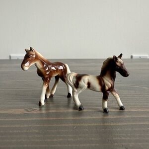 2 tiny vintage ceramic  horses